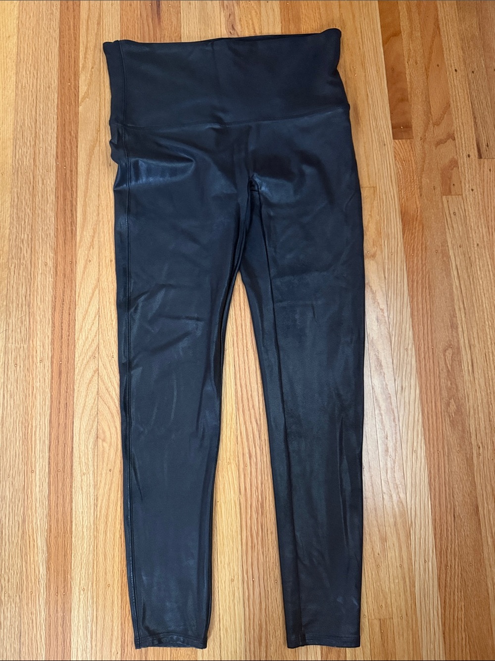 Spanx Black Faux Leather High-Waist Leggings